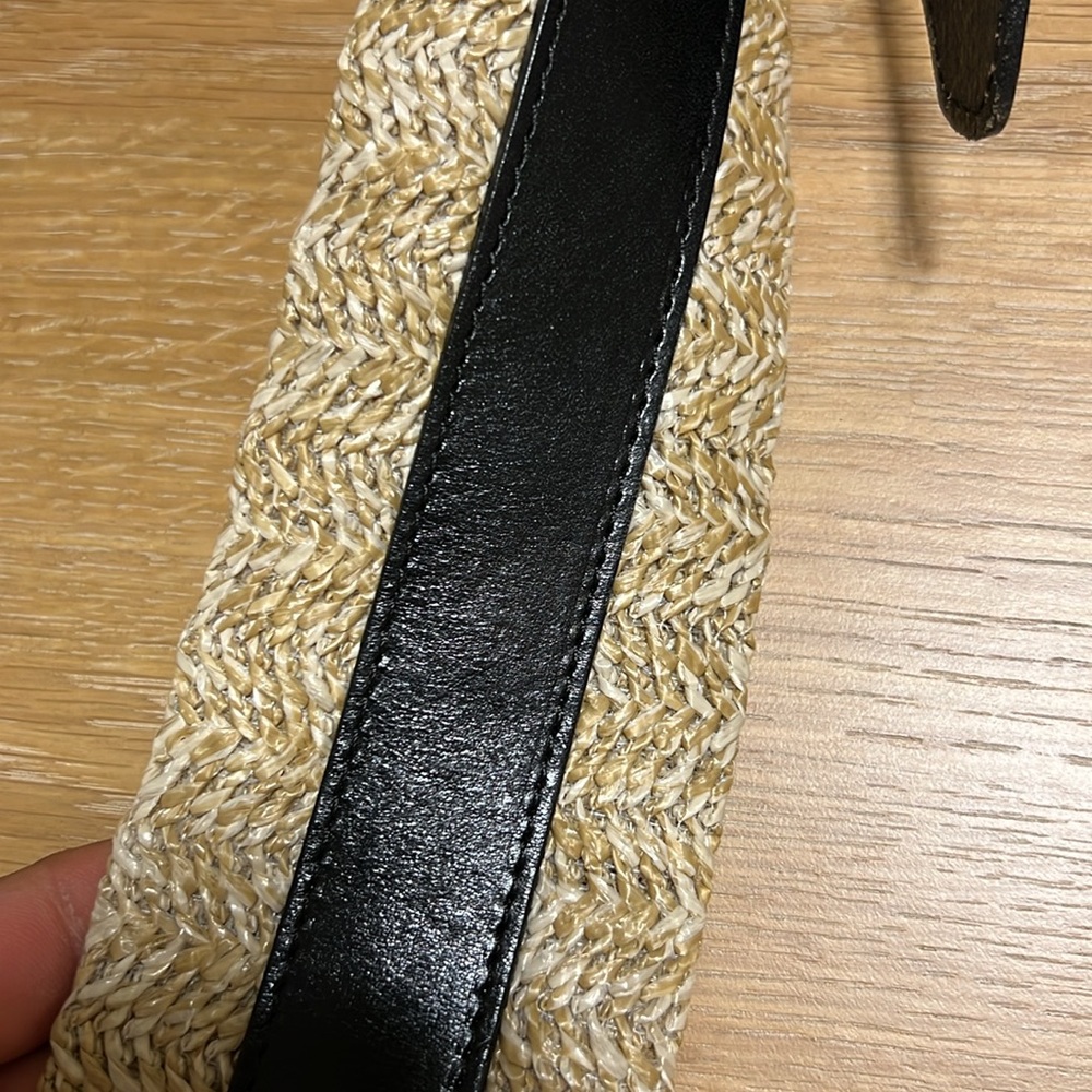 NEW WHBM $89 wide straw belt Elegant Black and Tan size XL - Picture 7 of 9